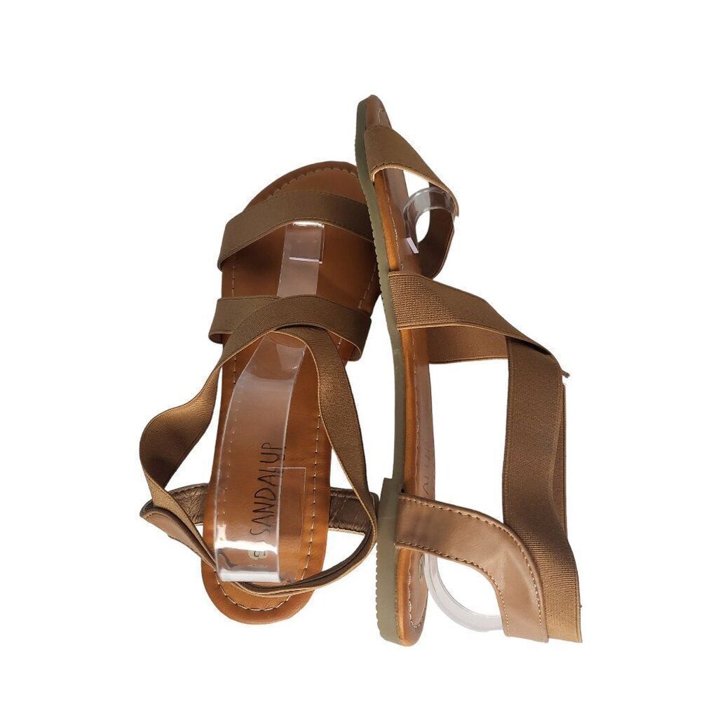 Sandalup Slingback Sandals Women Sz 10‎ Brown Adjustable Strap Flat Boho Summer - Picture 6 of 8